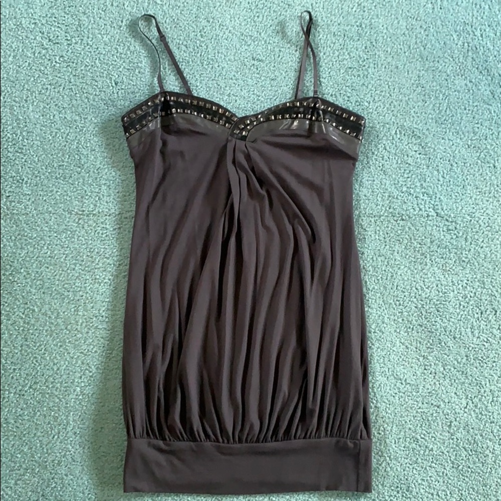 Faux leather and studded dress
